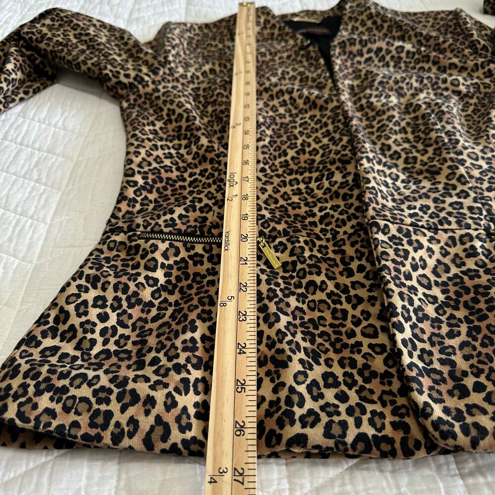 Dana Buchman Women’s Leopard Animal Print Blazer Open Front Zip Pocket | Size 8 - Picture 10 of 11